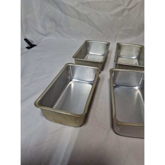 Vintage Aluminum Baking LOAF Tins Pans Tart Jello Cake Mini Molds Set 6 - Picture 4 of 9
